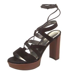 STUART WEITZMAN Black Strappy Suede Wrap Heels size 7